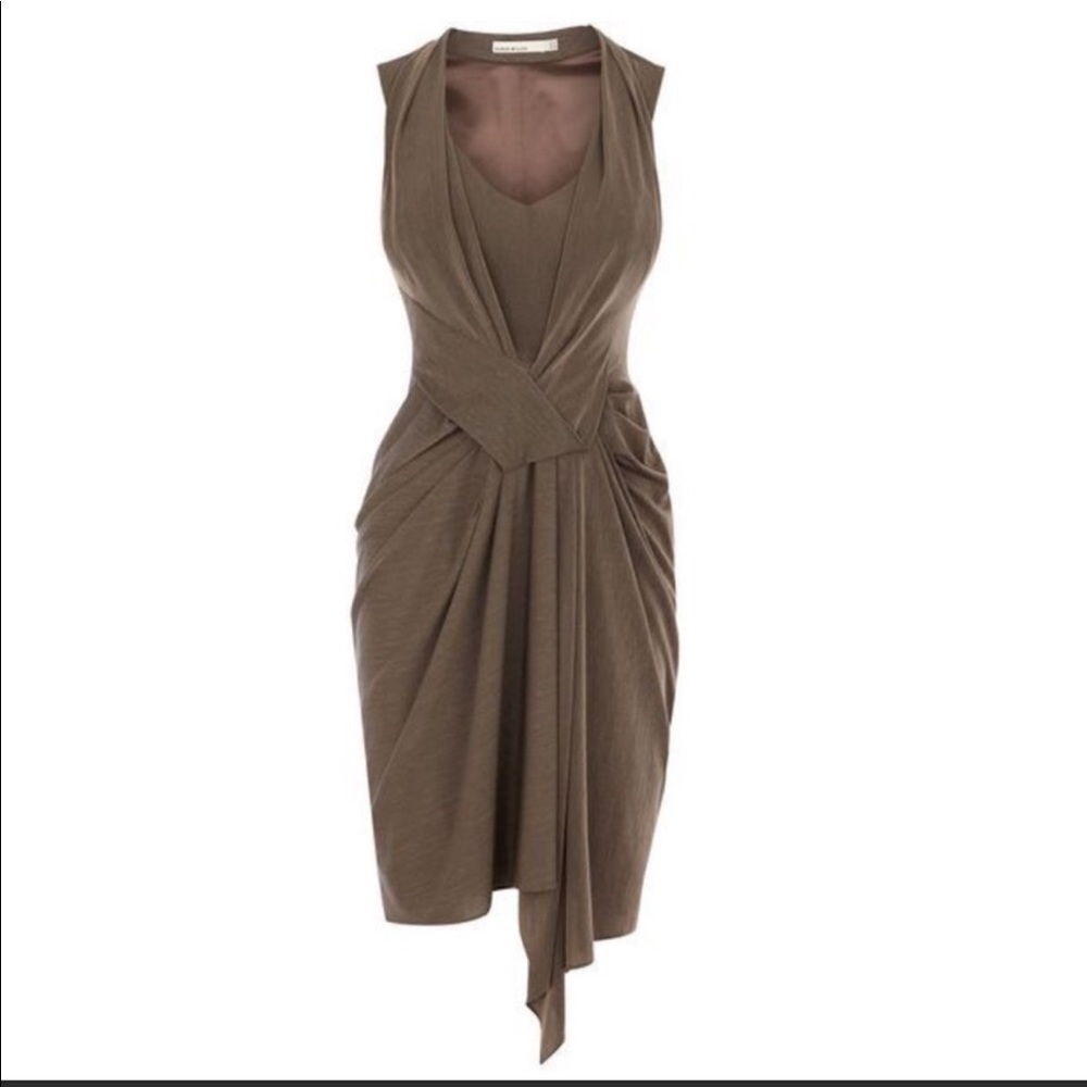Karen Millen bronzed very draped Jersey dress 10